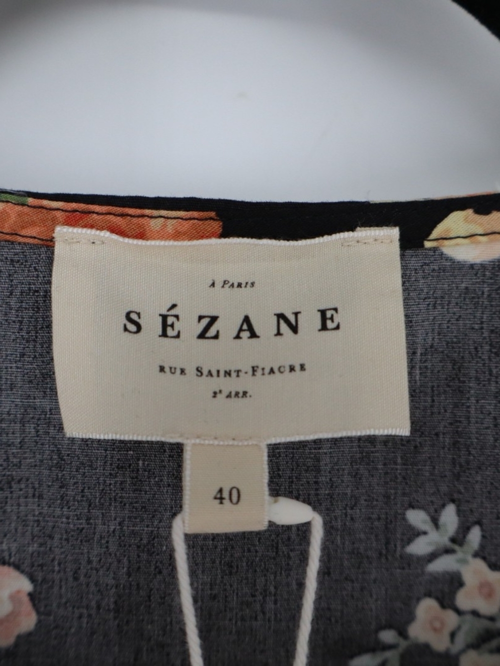 Sézane Solitta Dress Pila Print Black Floral Cotton Mini Dress Size 8 FR 40 - Picture 4 of 15
